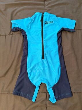 Billabong Kids Short Sleeve Rashguard Suit in Bright Blue and Navy